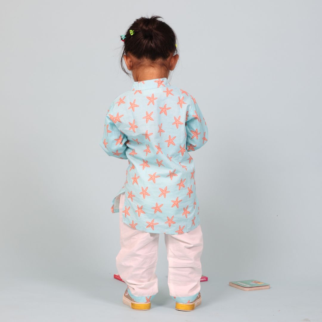 Coral Starfish Cotton Kurta Set