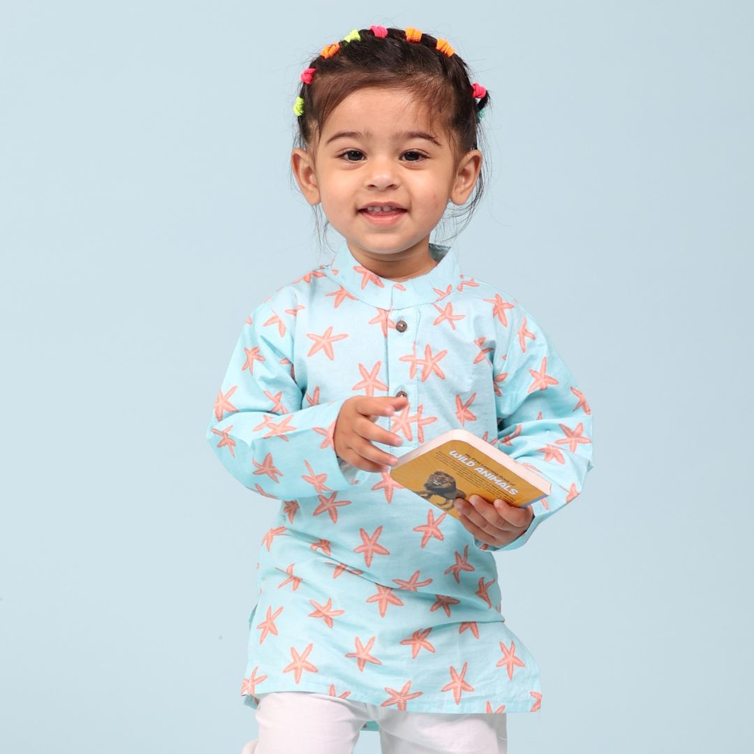 Coral Starfish Cotton Kurta Set