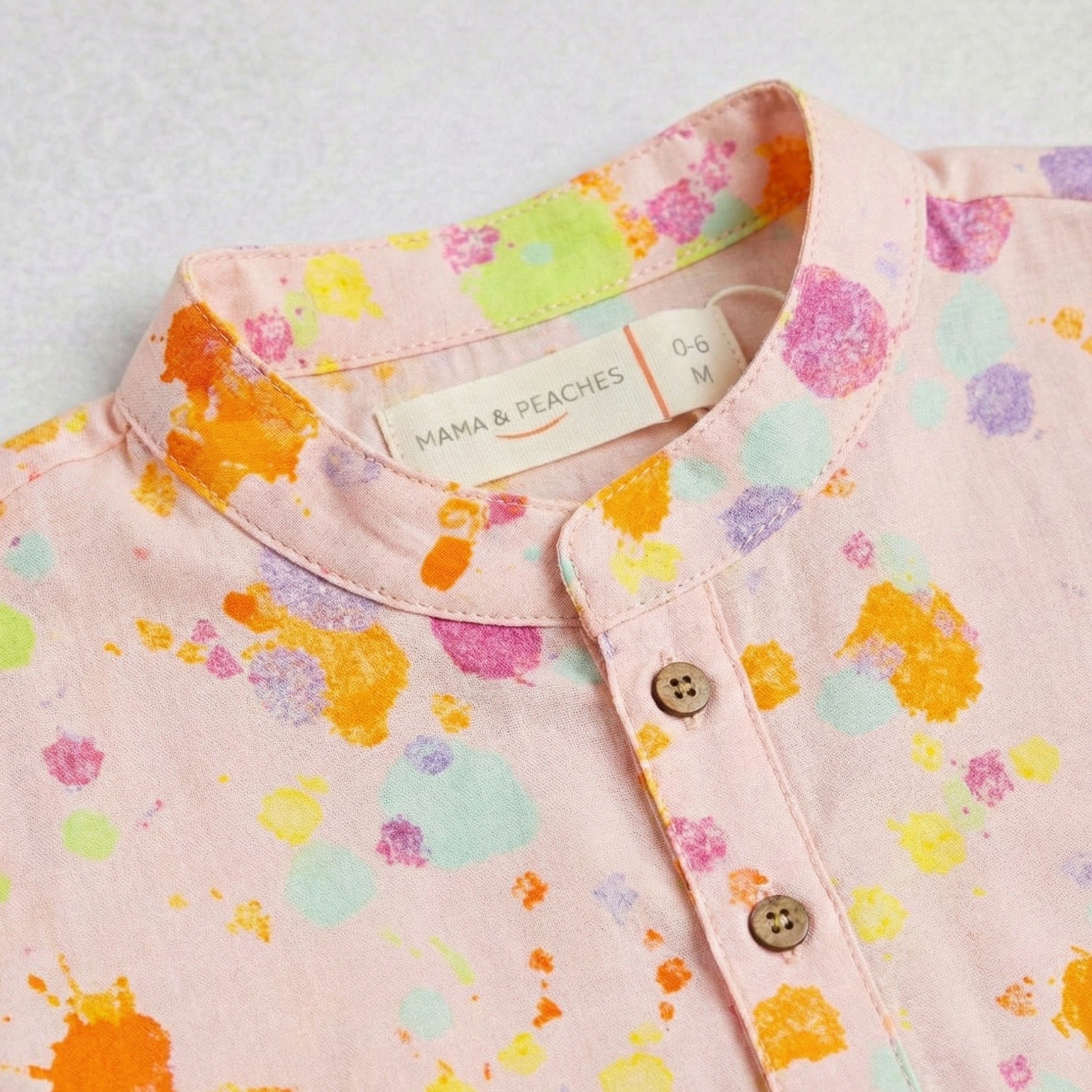Peach Holi Splatter Kurta Set