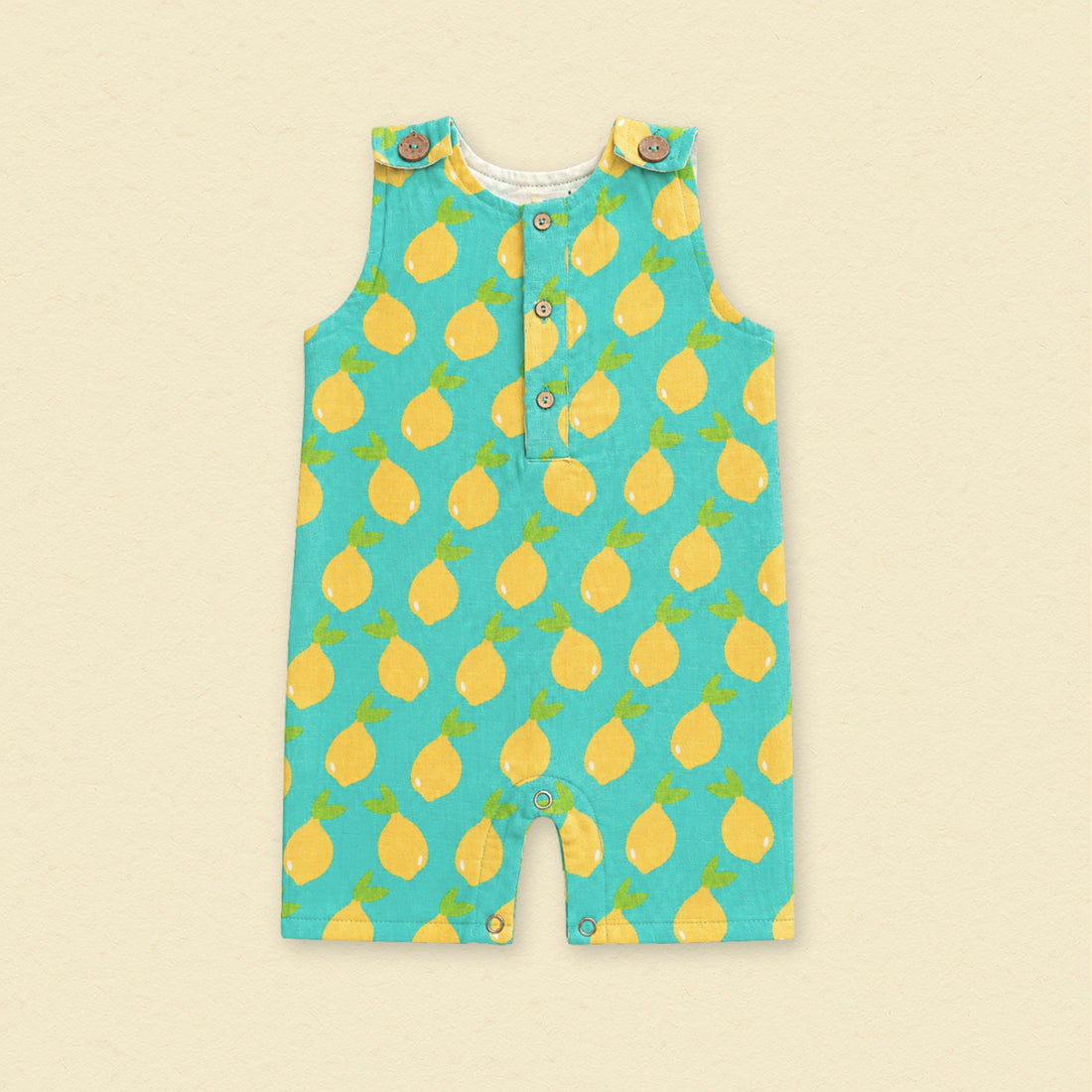 Zingy Lemons Muslin Double Layer Romper