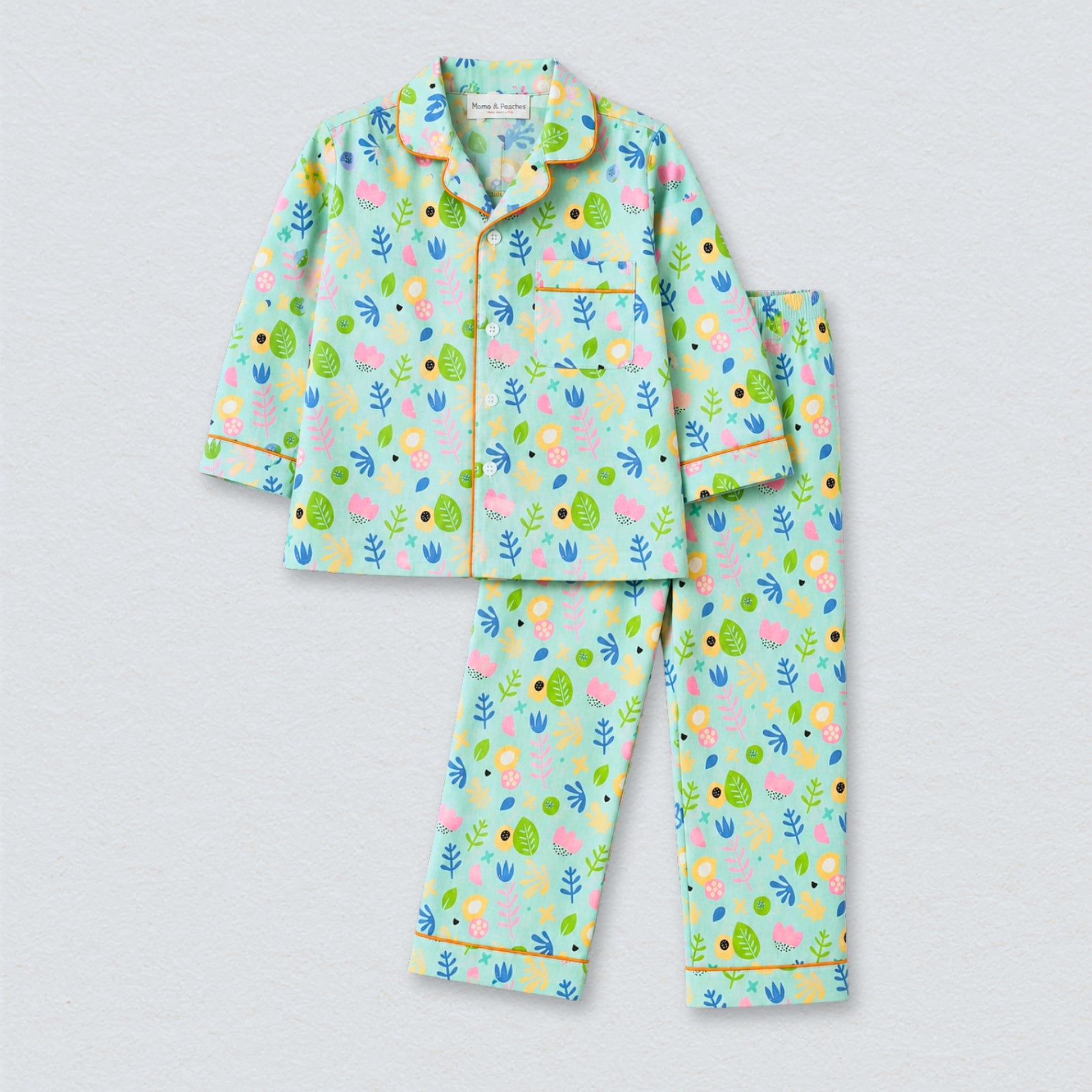 Neon Floral Full Sleeves Night Suit