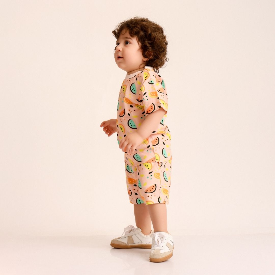 Vibrant Lemons Cotton T-Shirt & Shorts Set