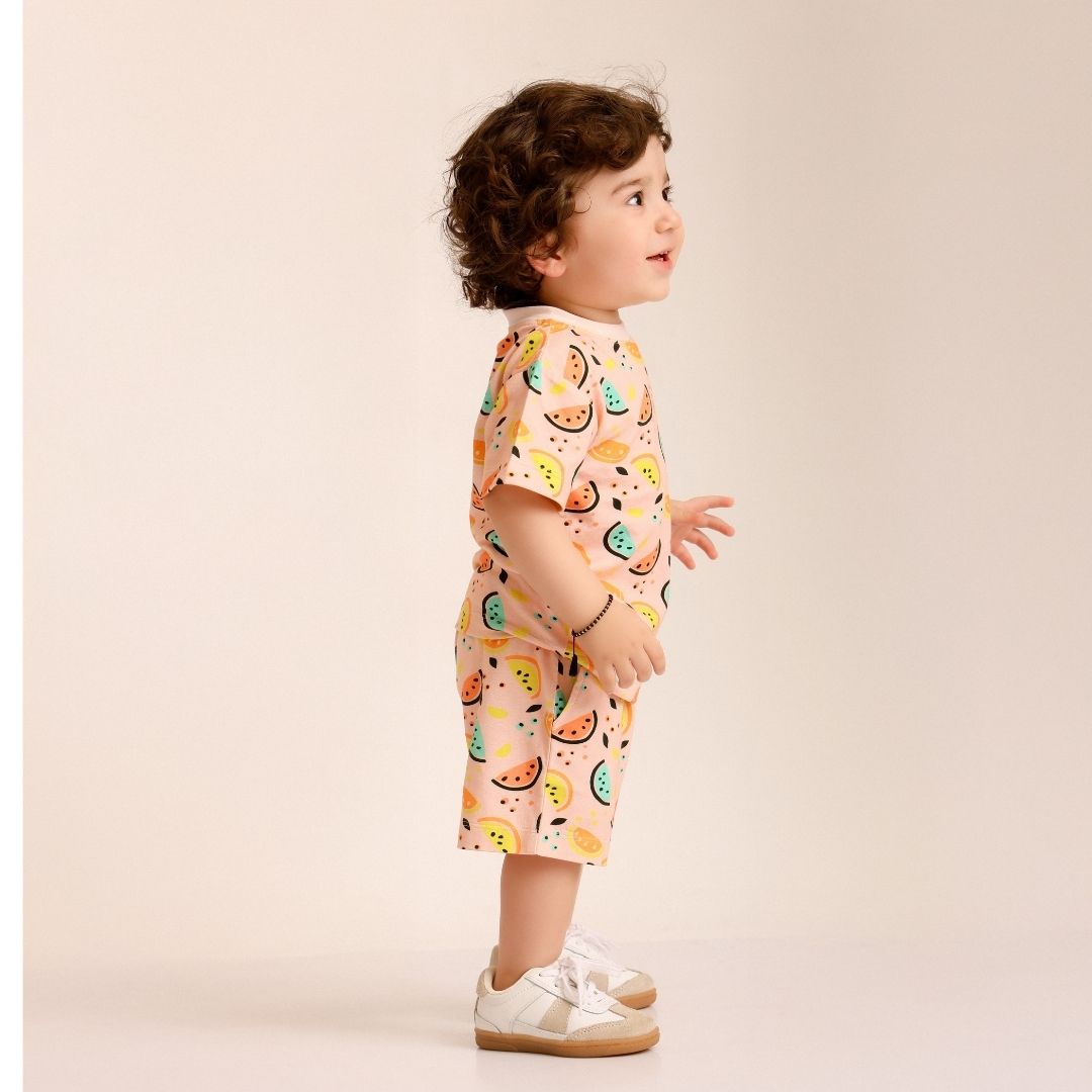 Vibrant Lemons Cotton T-Shirt & Shorts Set