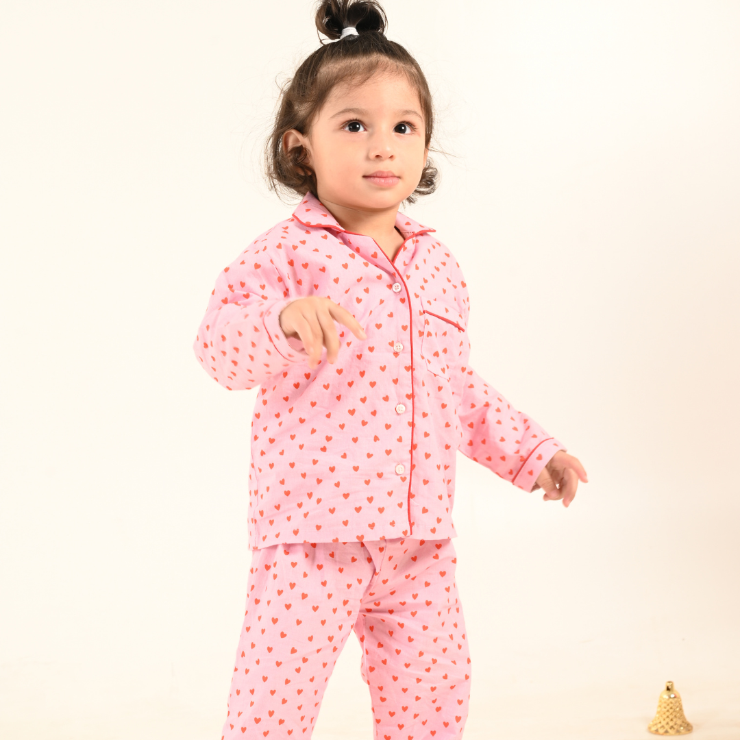 Hearts Full Sleeves Night Suit