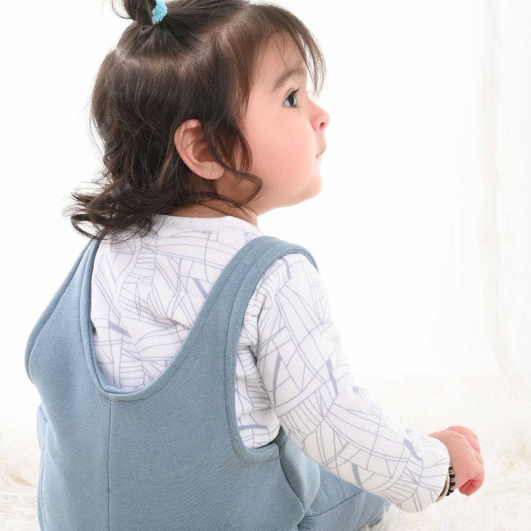 Blue Teddy 2-Pc Fleece Romper & Dungaree Set