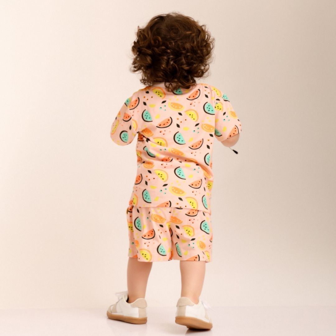 Vibrant Lemons Cotton T-Shirt & Shorts Set