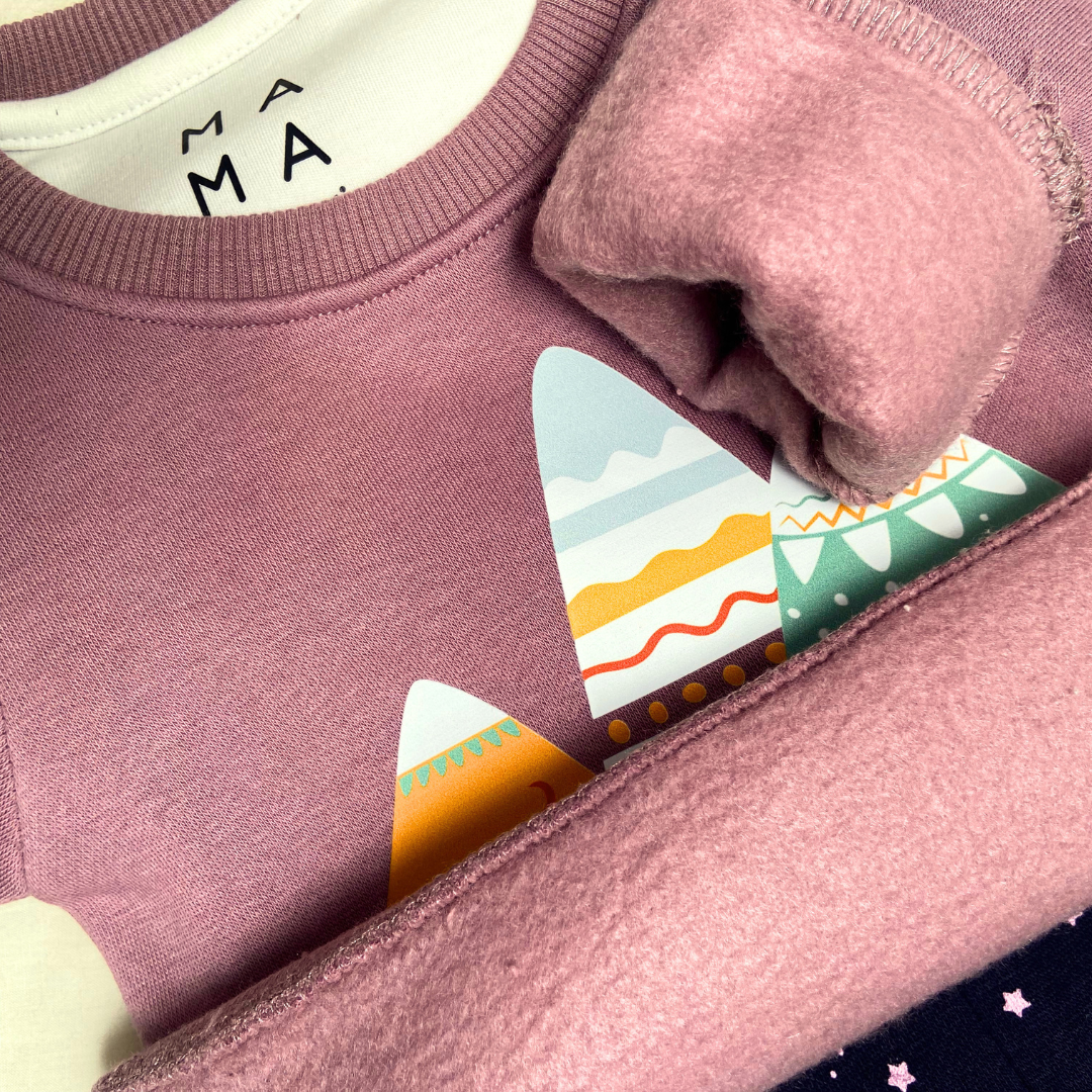 Mauve Snow Mountain 2-piece Sweatshirt Set