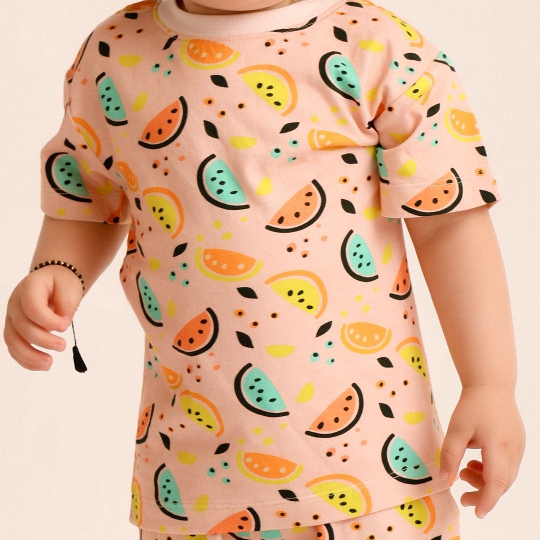 Vibrant Lemons Cotton T-Shirt & Shorts Set