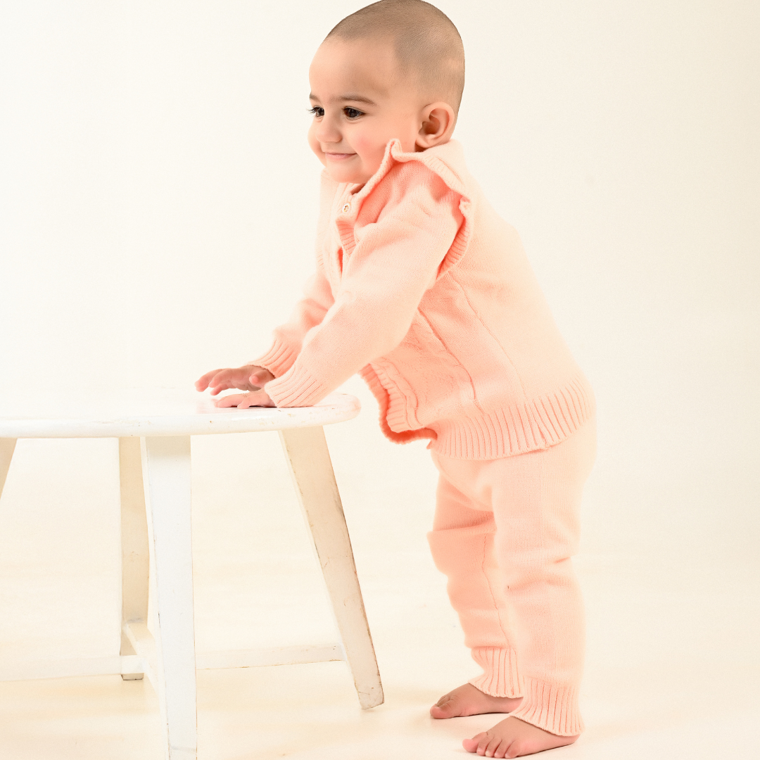 Cable Knit Winter Co-Ord Set - Coral