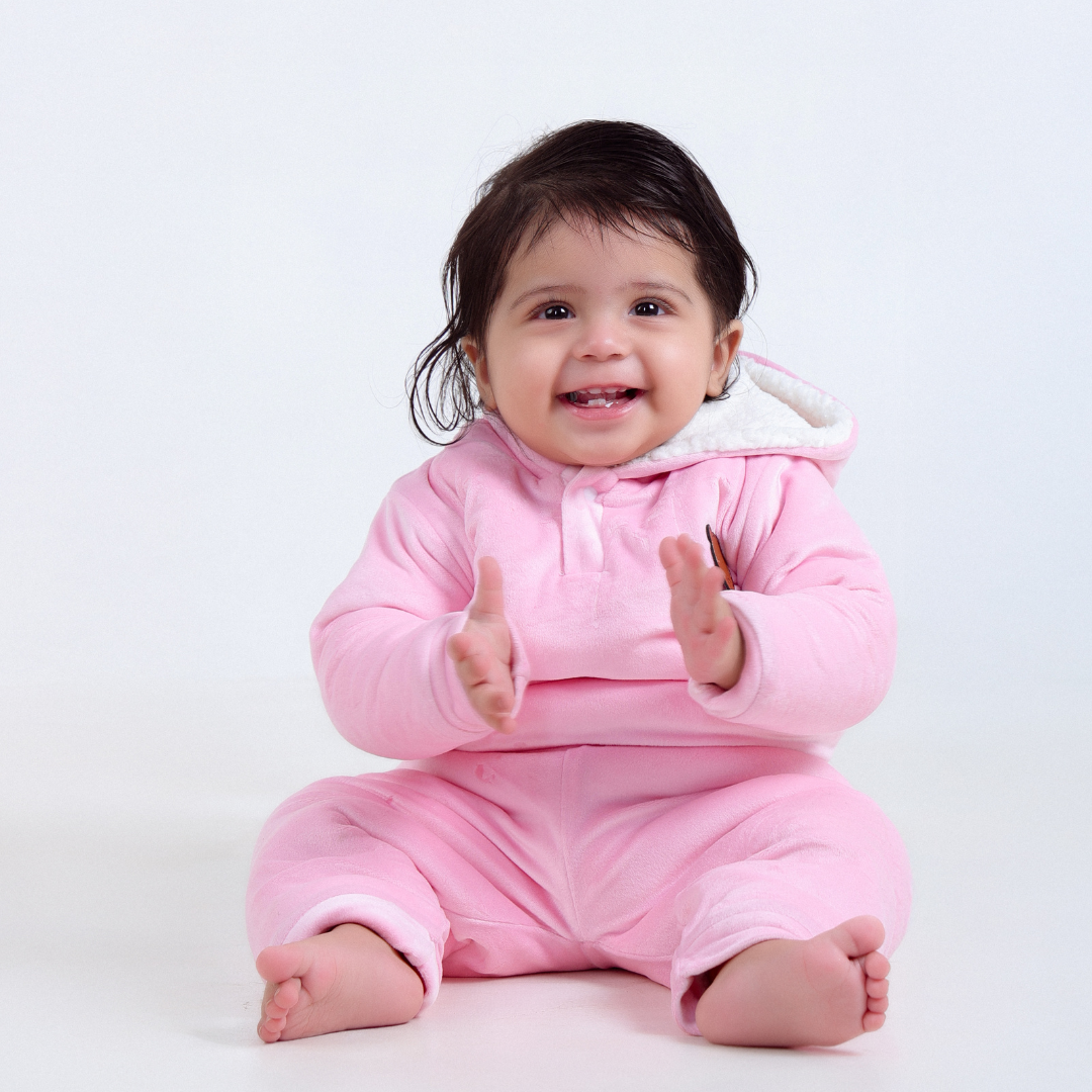 Pink Teddy Velvet Co-ord Set with Sherpa