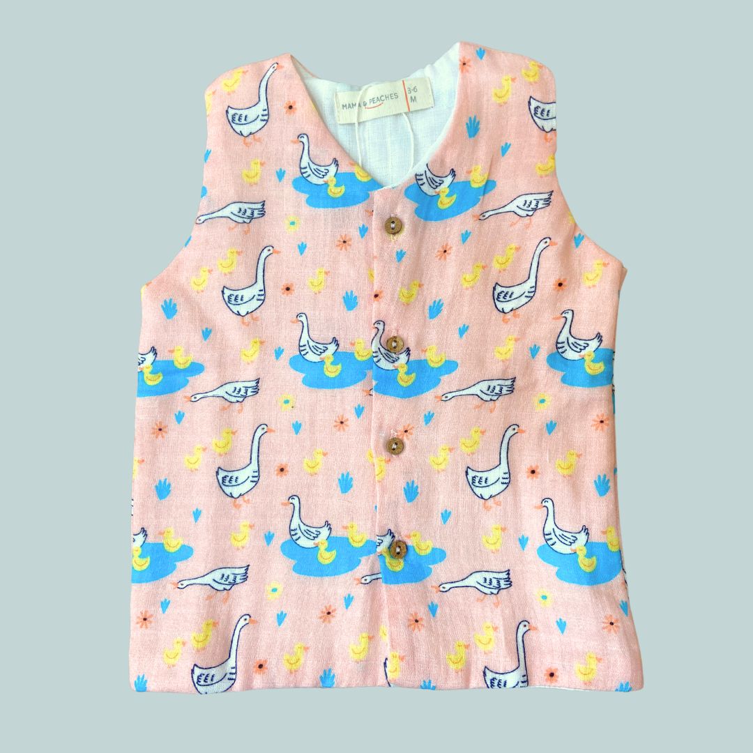 Muslin Vest 2pc Combo - Crabs & Ducks