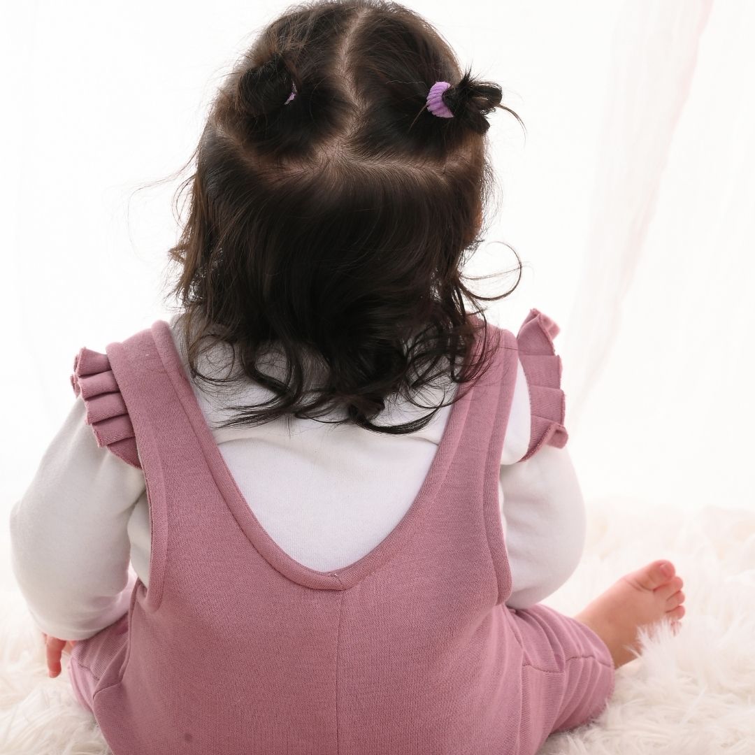 Burgundy Rabbit 2-Pc Fleece Romper & Dungaree Set