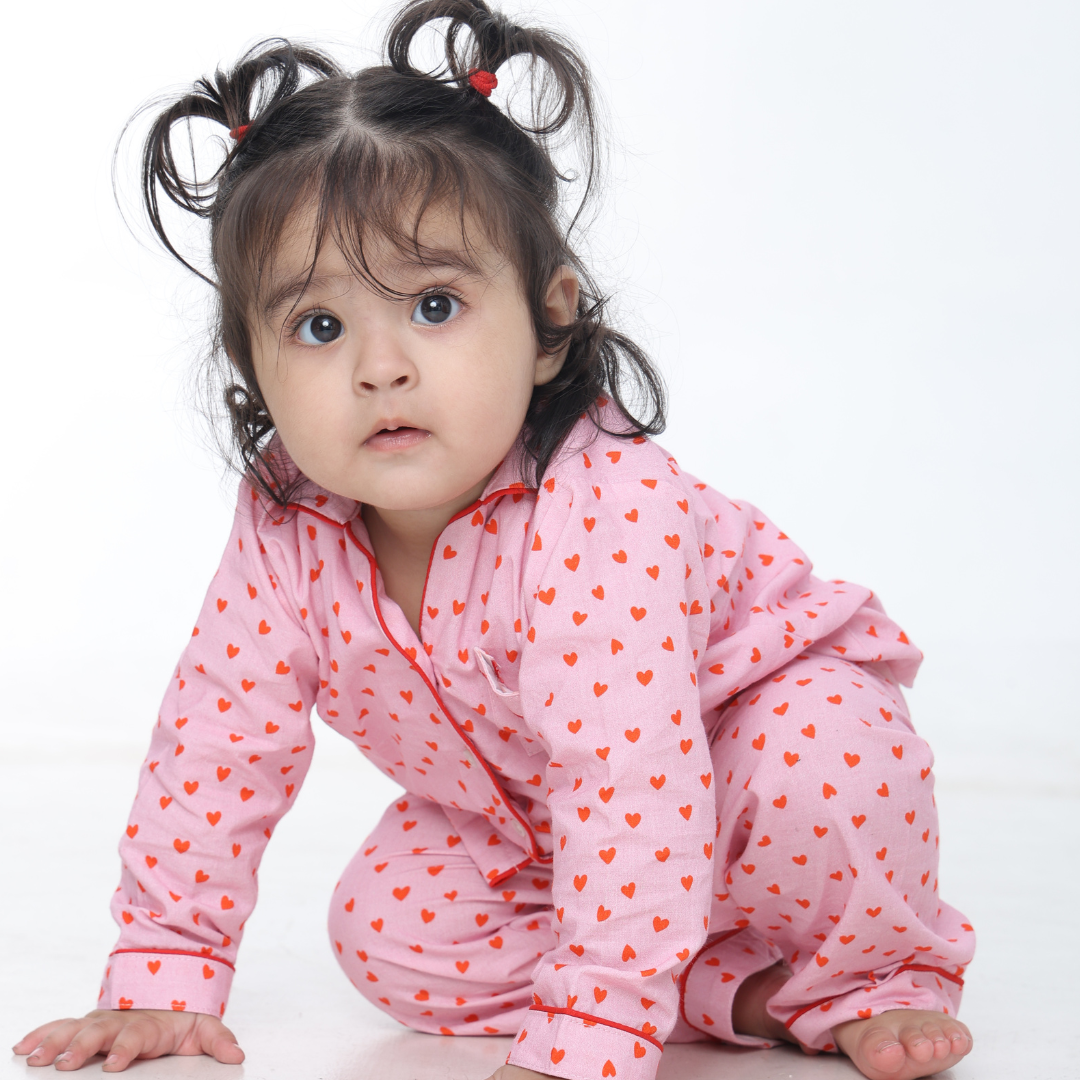 Hearts Full Sleeves Night Suit