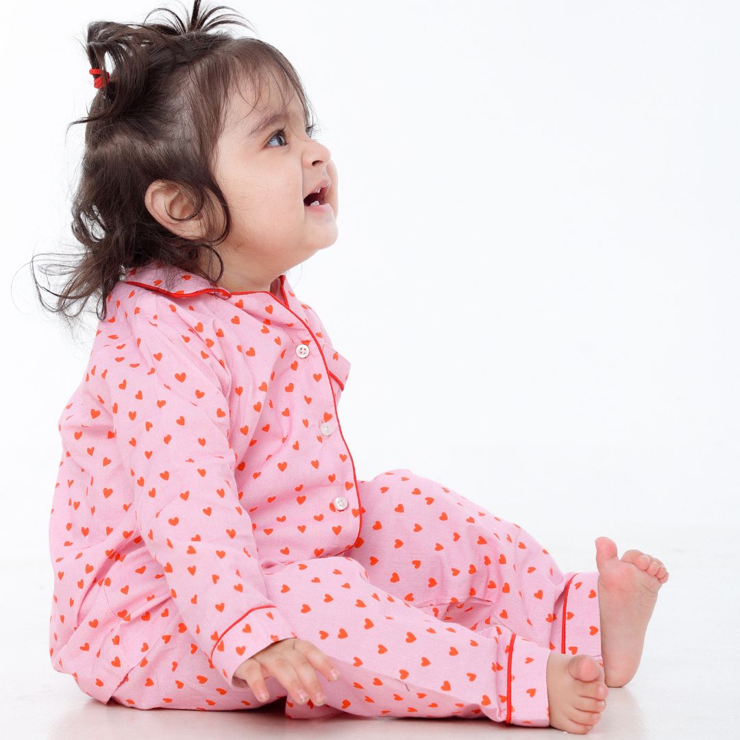 Hearts Full Sleeves Night Suit