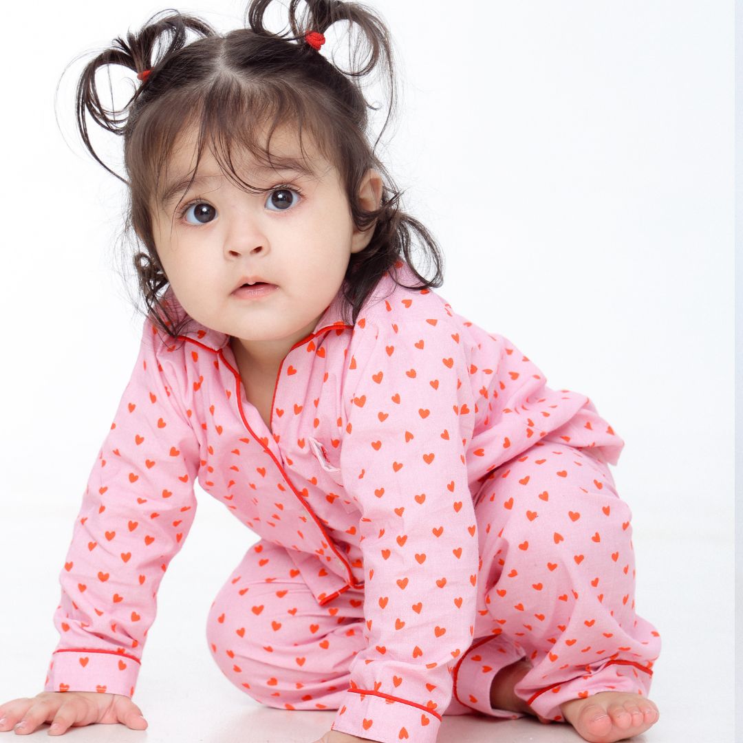 Hearts Full Sleeves Night Suit