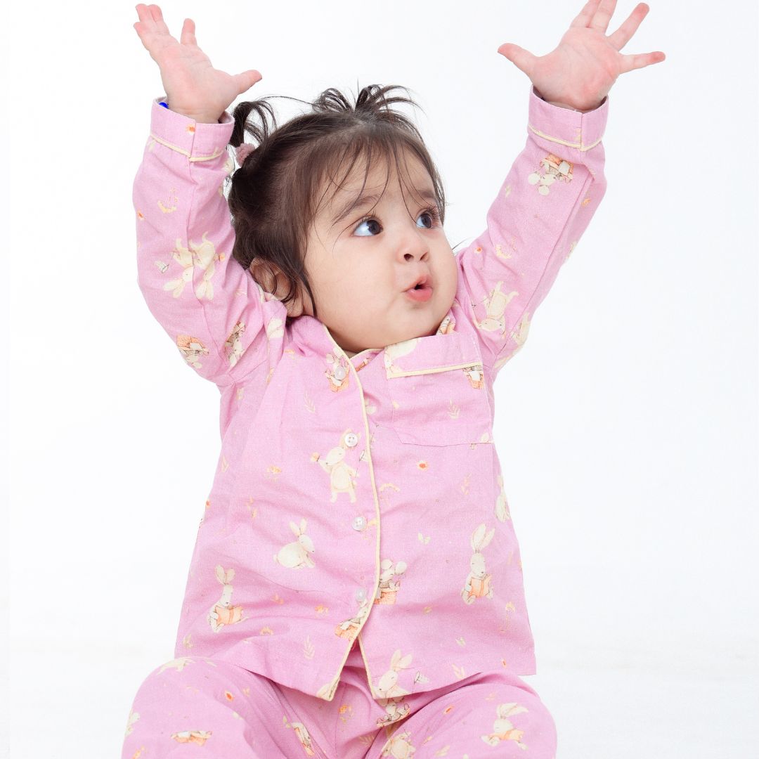 Playful Rabbits Full Sleeves Night Suit