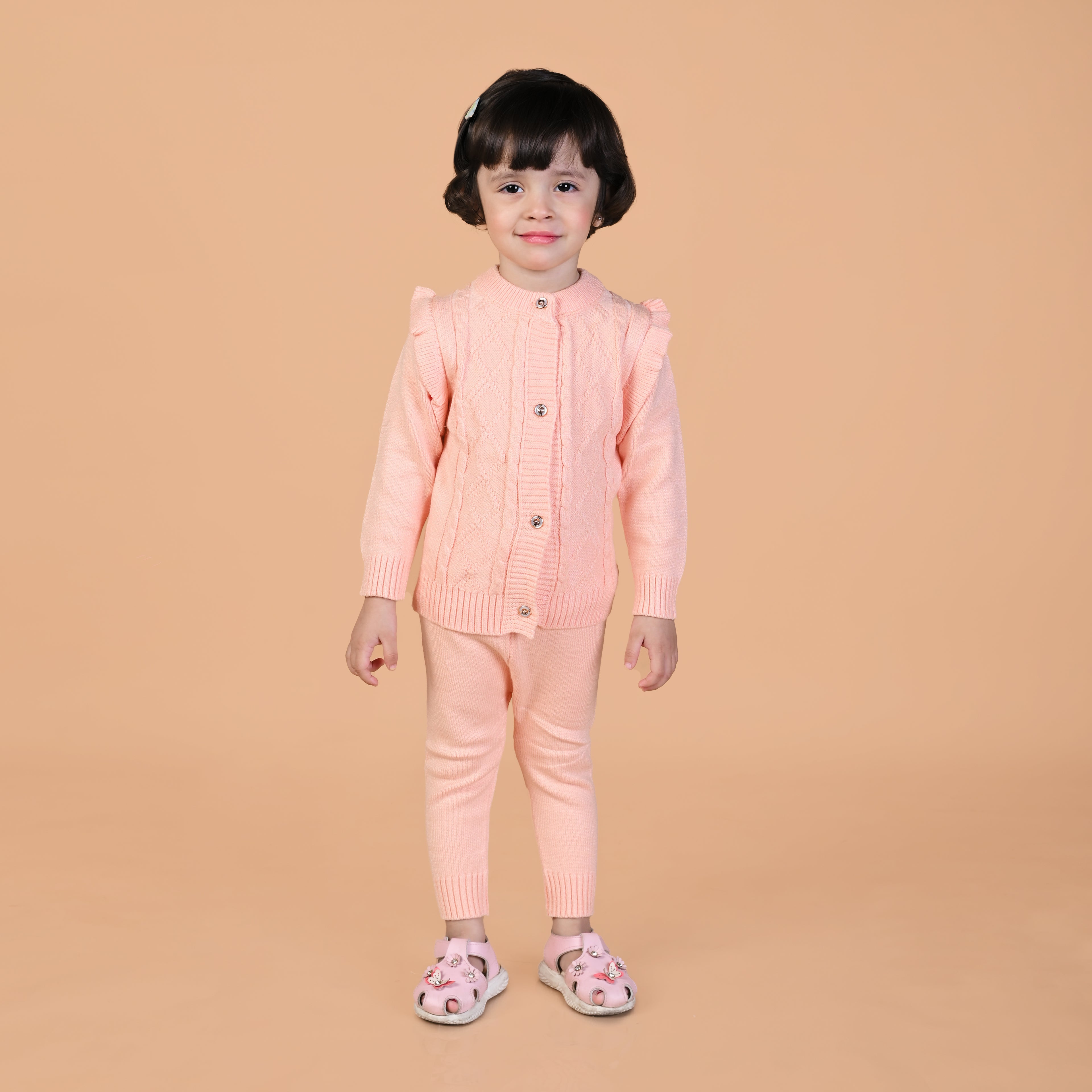 Cable Knit Winter Co-Ord Set - Coral