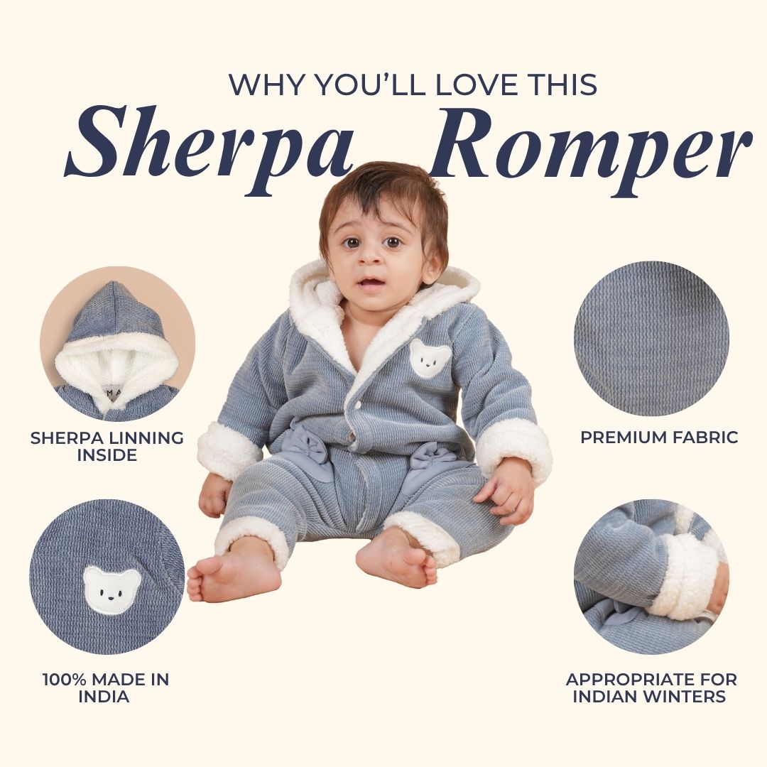 Teddy Bows Jacquard Sherpa Romper