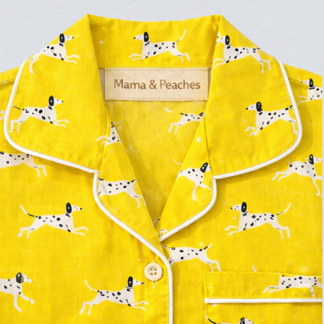 Yellow Dalmatians Full Sleeves Night Suit