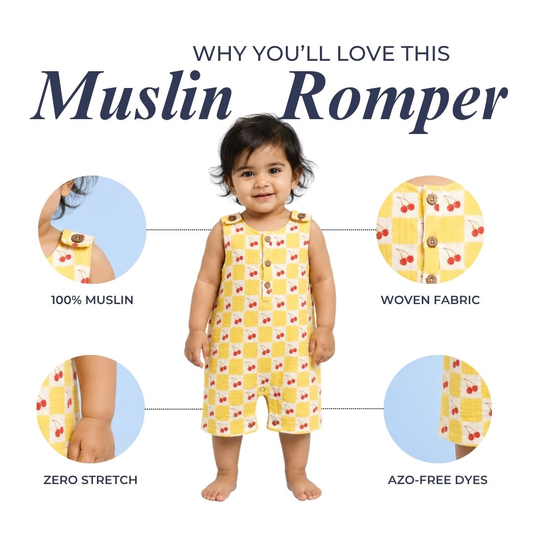 Very Cherry Muslin Double Layer Romper