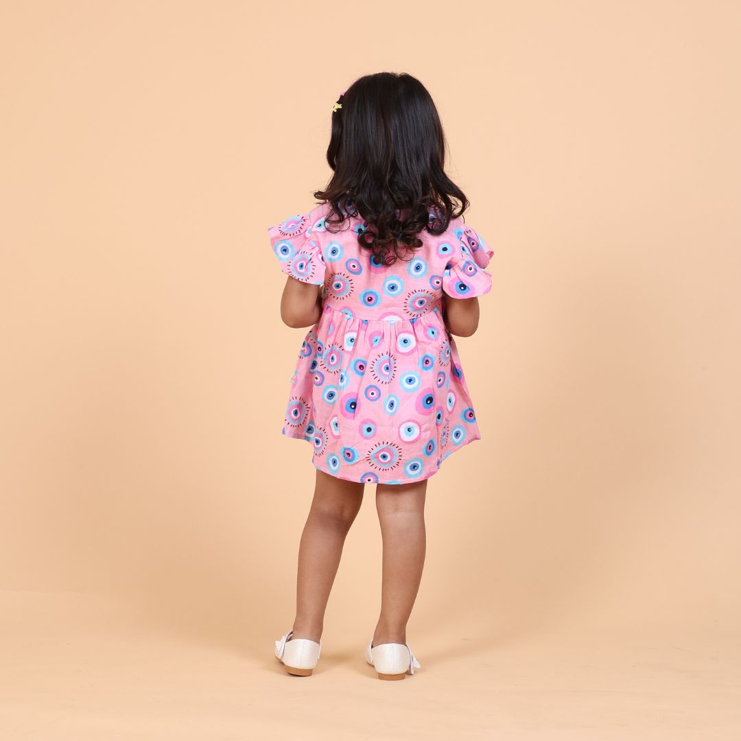 Pink Evil Eye Muslin Dress