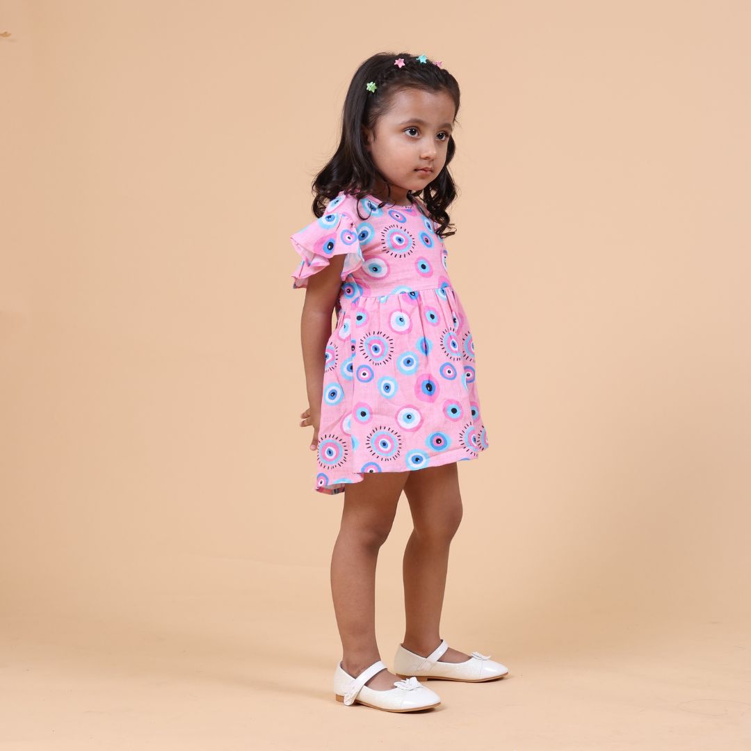Pink Evil Eye Muslin Dress