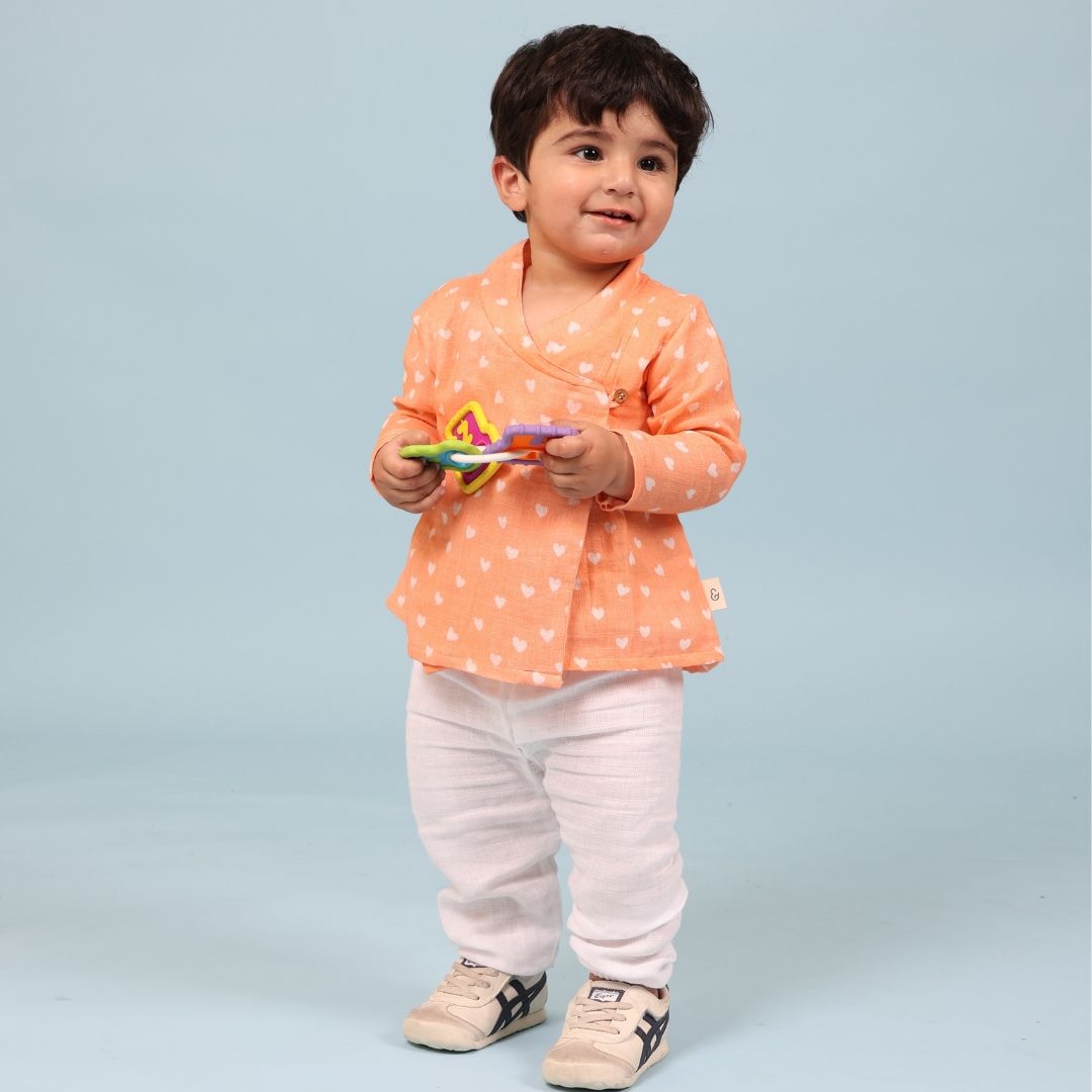 Hearts Muslin Angrakha Set