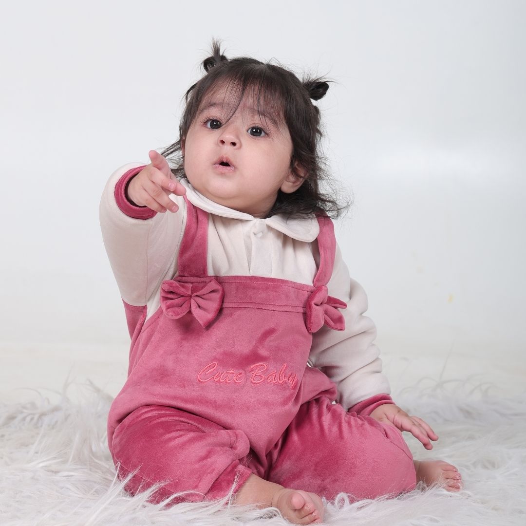 Cute Baby Velvet Winter Romper with Sherpa