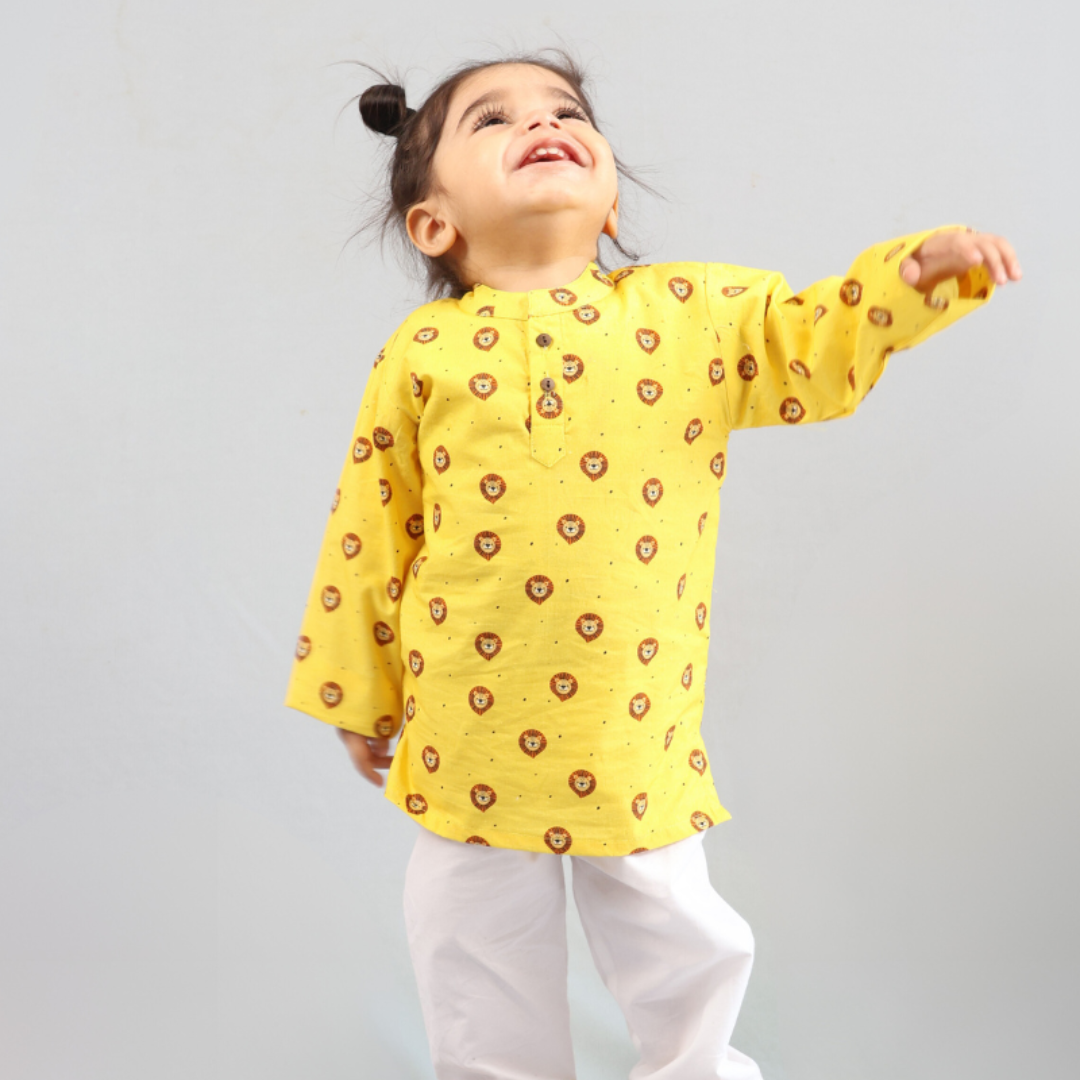 Fiery Lion Cotton Kurta Set