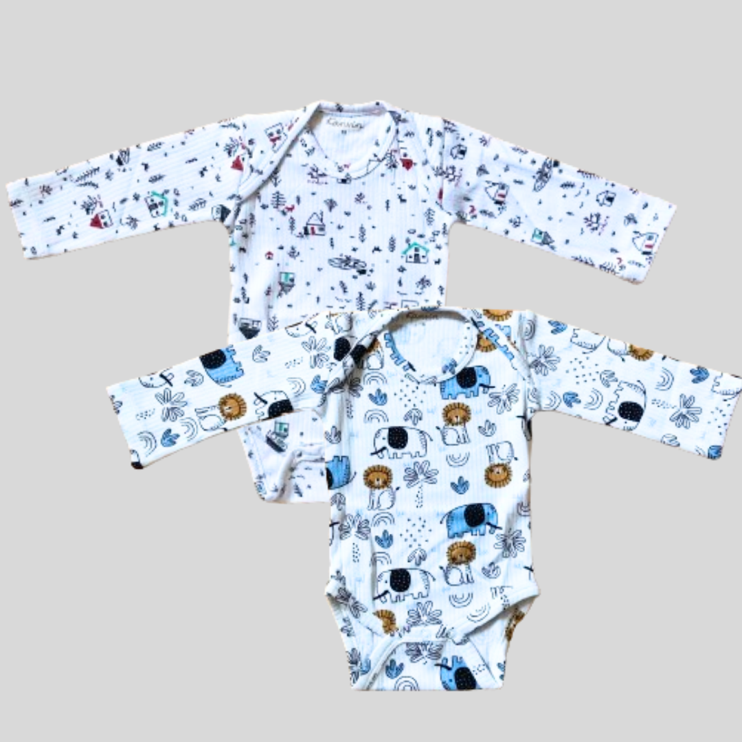 Pack Of 2 Thermal Rompers- Farm house & Animals