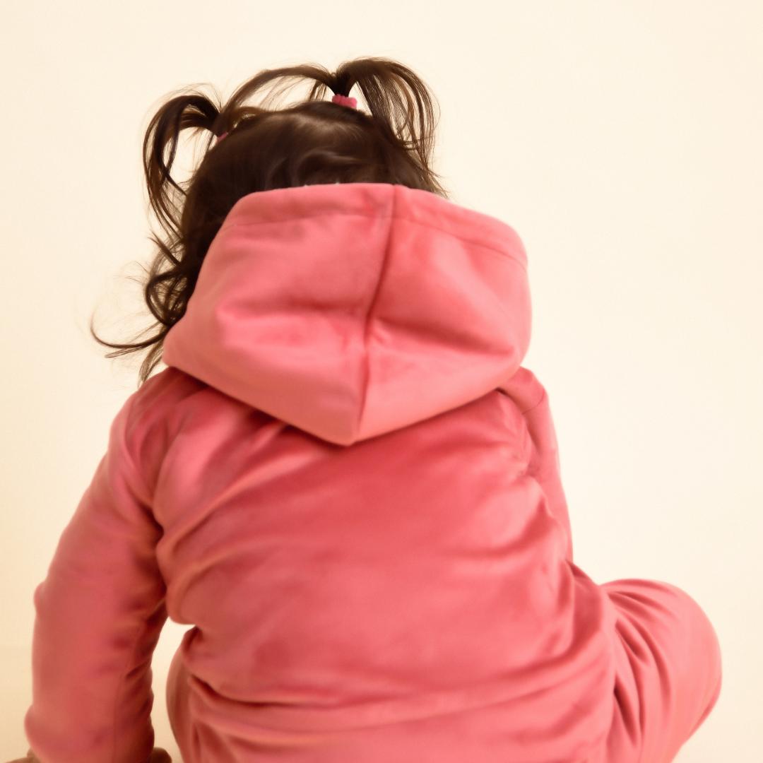 Rose Peach Teddy Velvet Co-ord Set with Sherpa