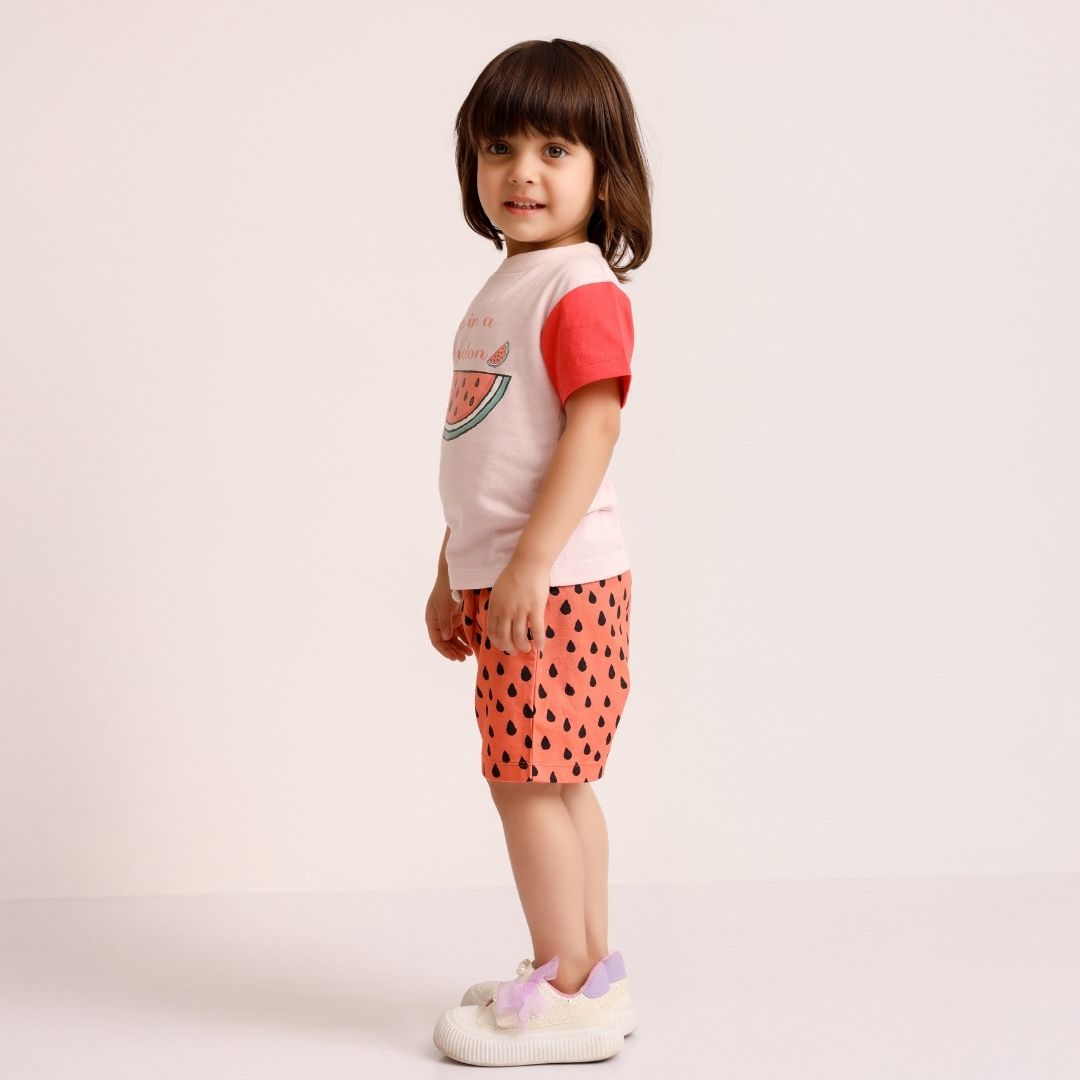 One In A Melon Cotton T-Shirt & Shorts Set
