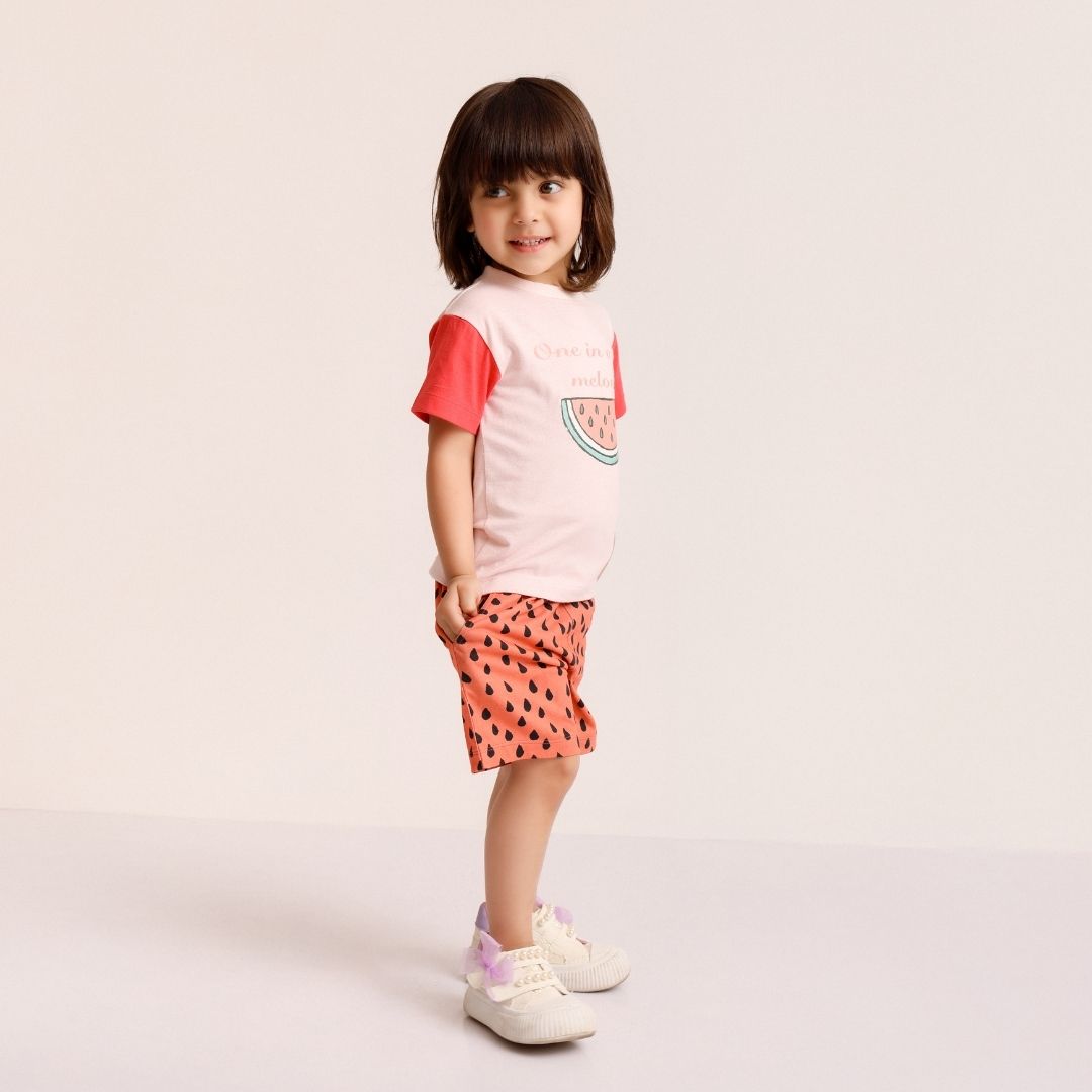 One In A Melon Cotton T-Shirt & Shorts Set