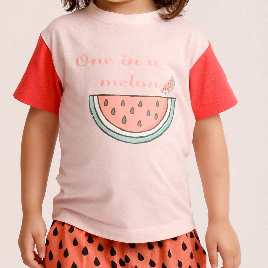 One In A Melon Cotton T-Shirt & Shorts Set