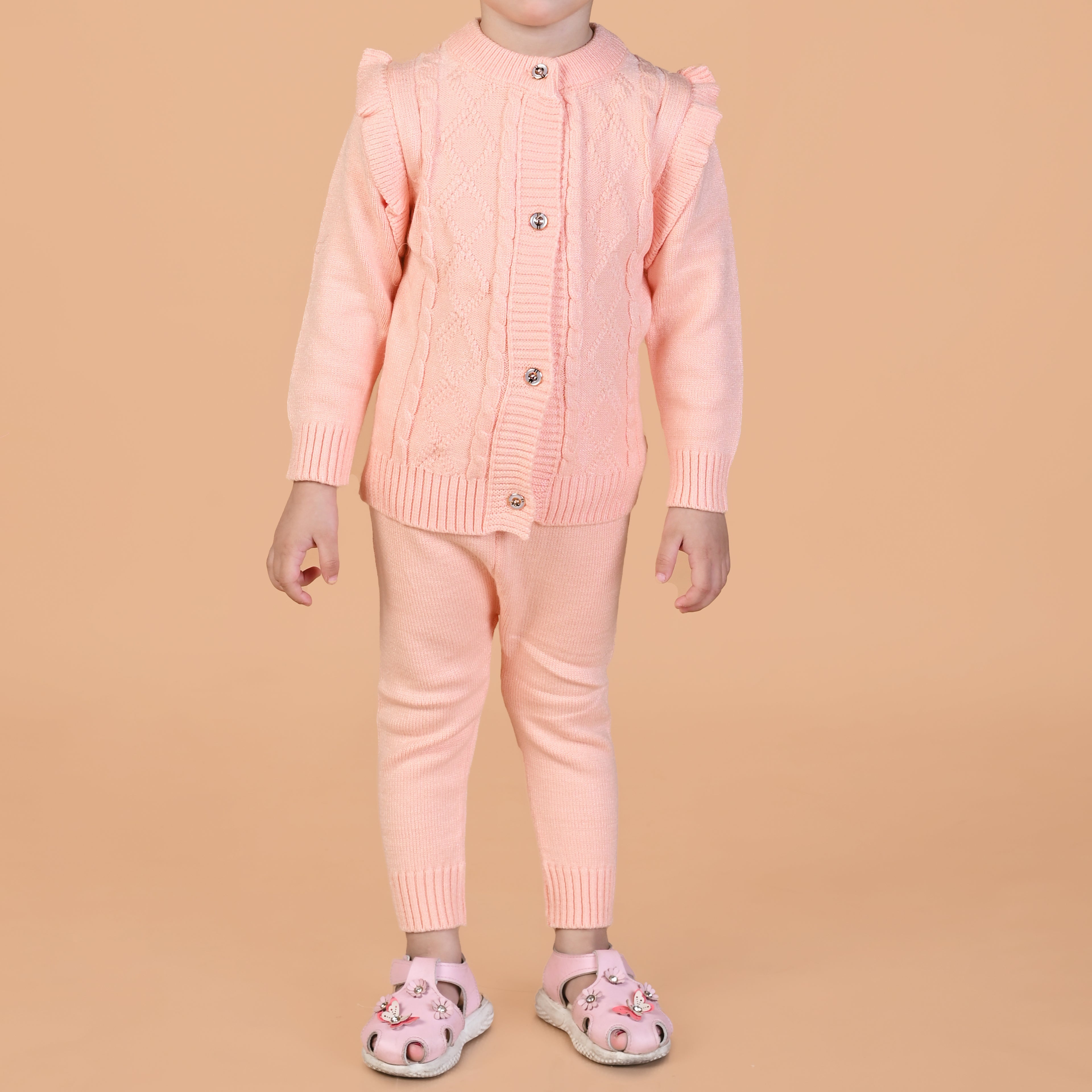 Cable Knit Winter Co-Ord Set - Coral