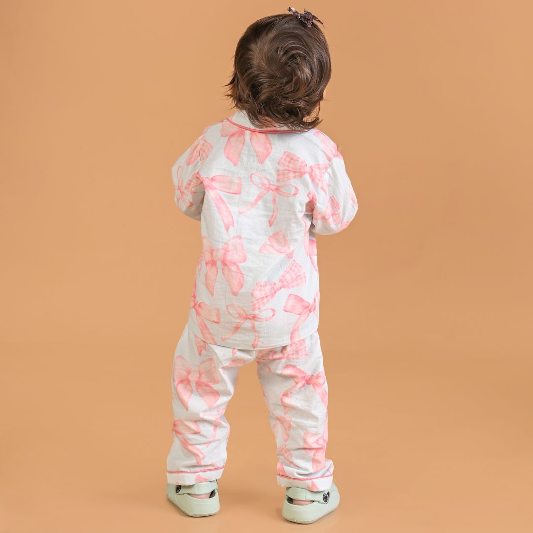 Pretty Bows Full Sleeves Night Suit