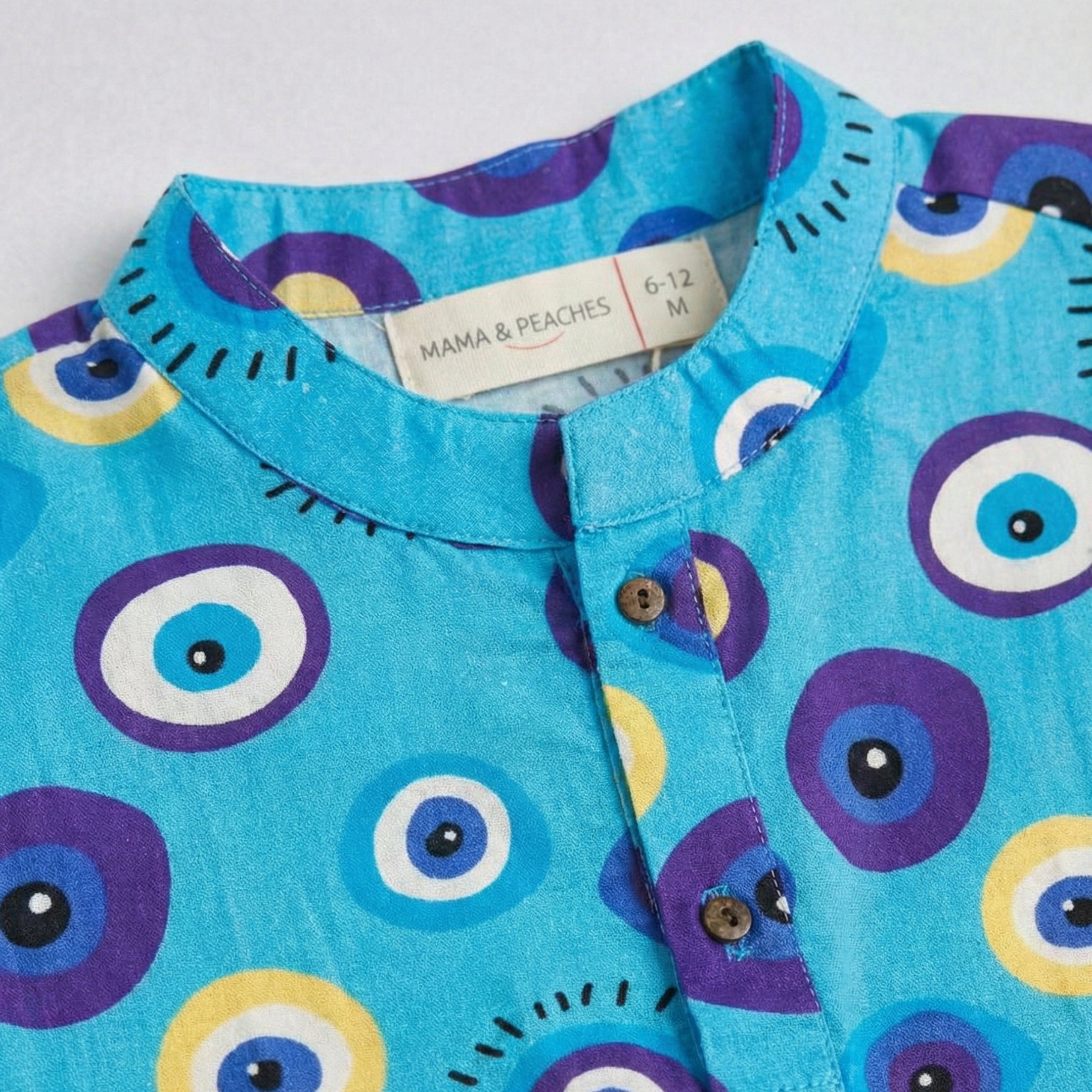 Evil Eye Blue Cotton Kurta Set