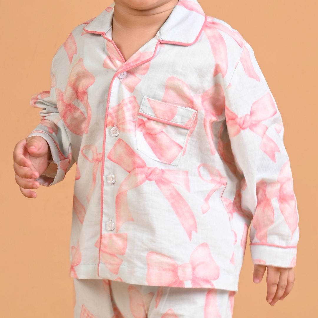 Pretty Bows Full Sleeves Night Suit