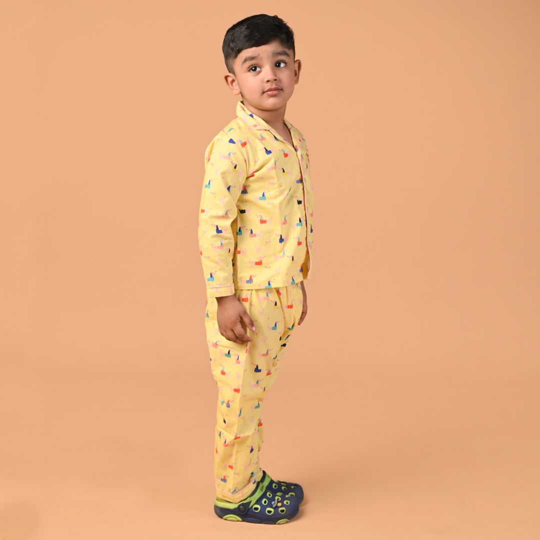 Colourful Puppies Full Sleeves Night Suit