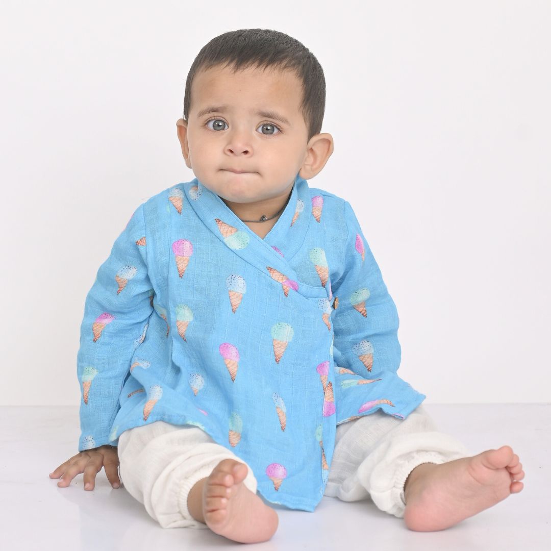 Raspberry Icecream Muslin Angrakha Set