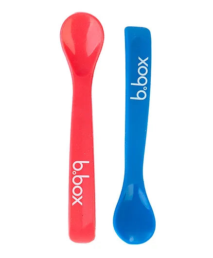 b.box Baby Soft Bite Flexible Spoon Set of 2 - Red Blue