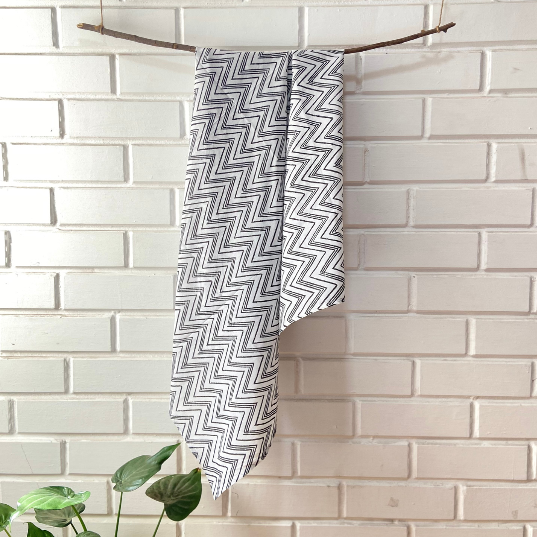 Chevron Black & White Muslin Swaddle