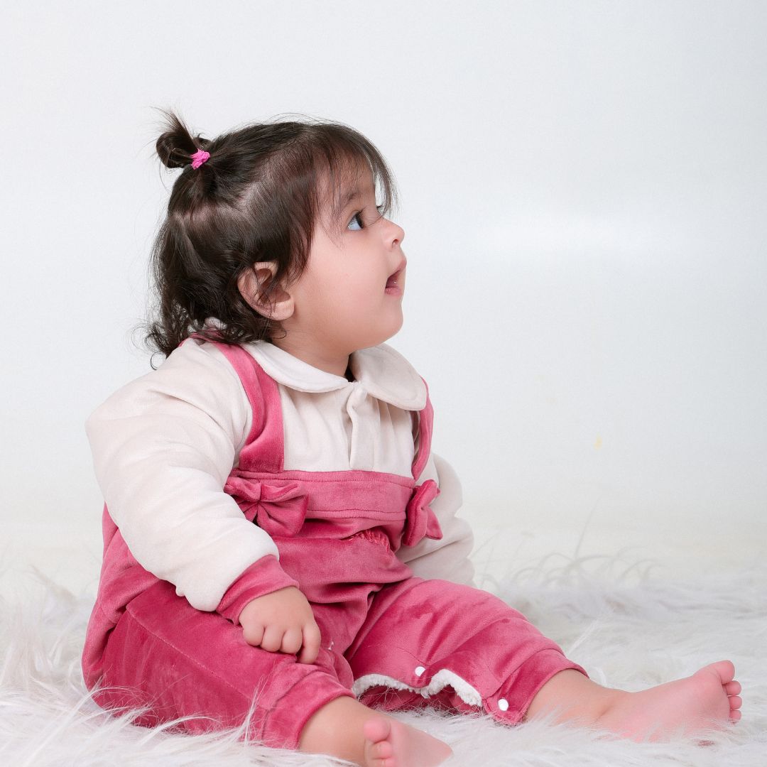 Cute Baby Velvet Winter Romper with Sherpa