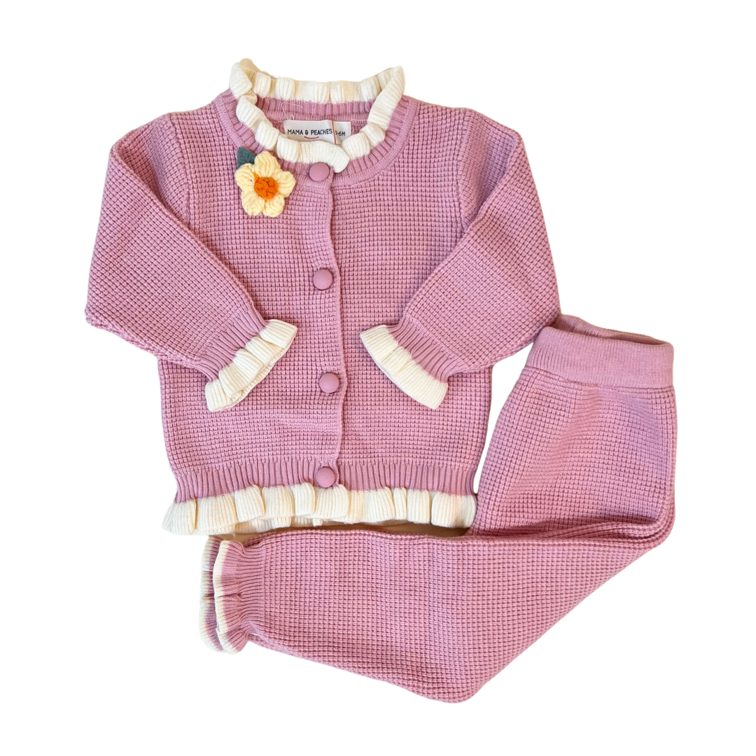 Daisy Knitted Winter Co-Ord Set- Pink