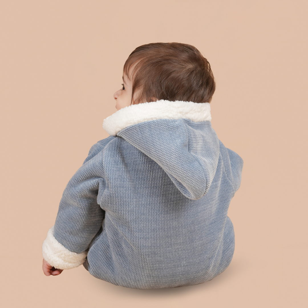 Teddy Bows Jacquard Sherpa Romper