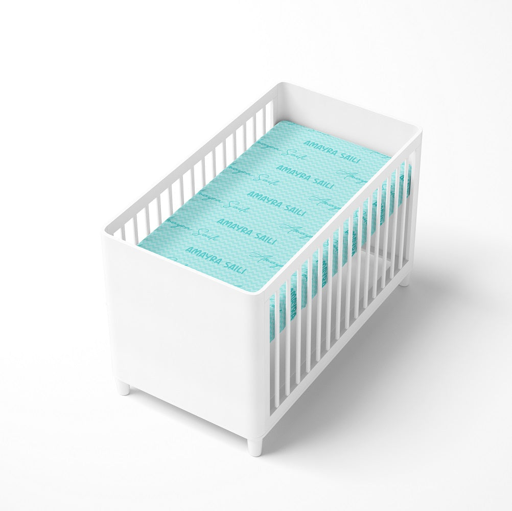 Personalised Name Cot Sheet - Blue