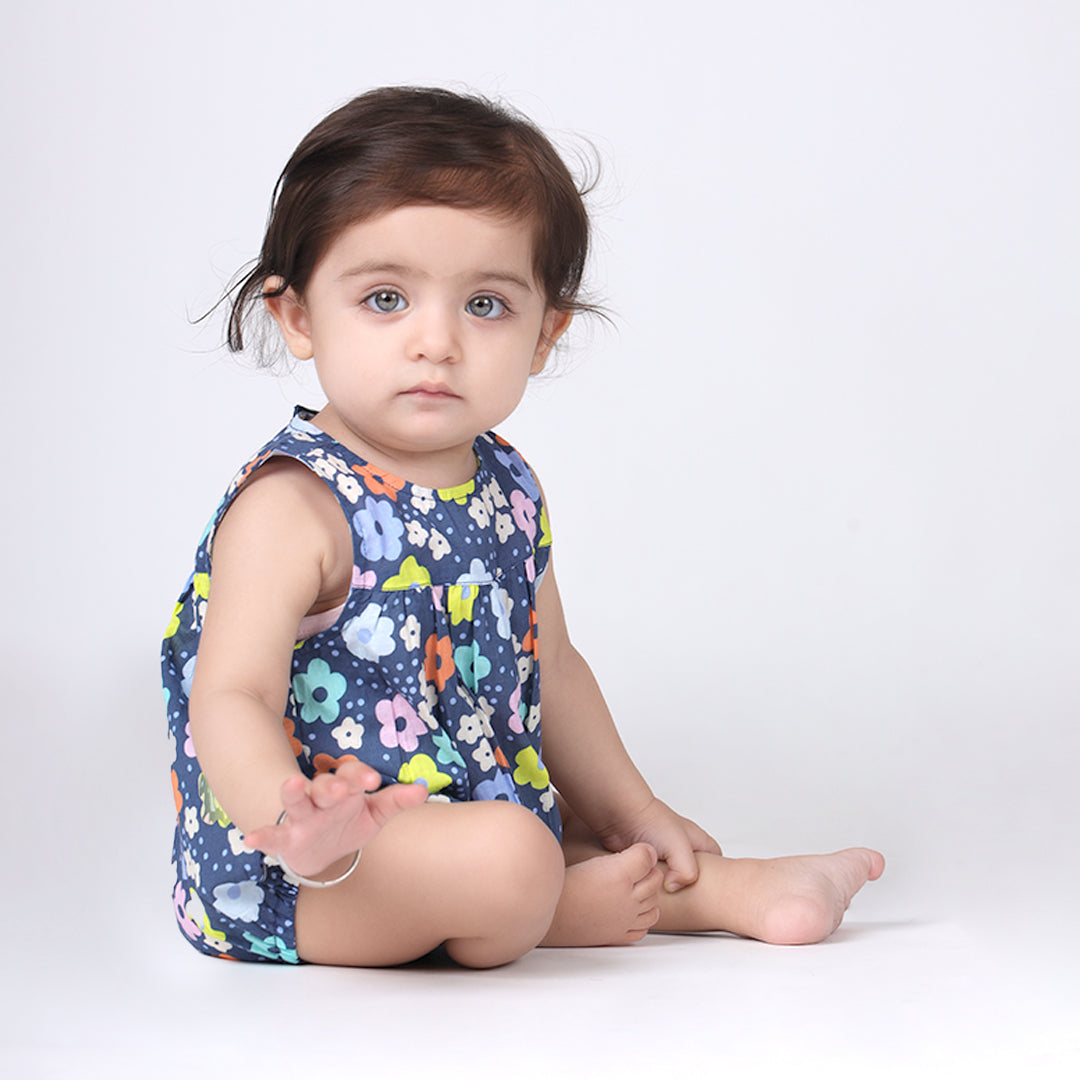 Balloon Sunsuit in Blue Floral