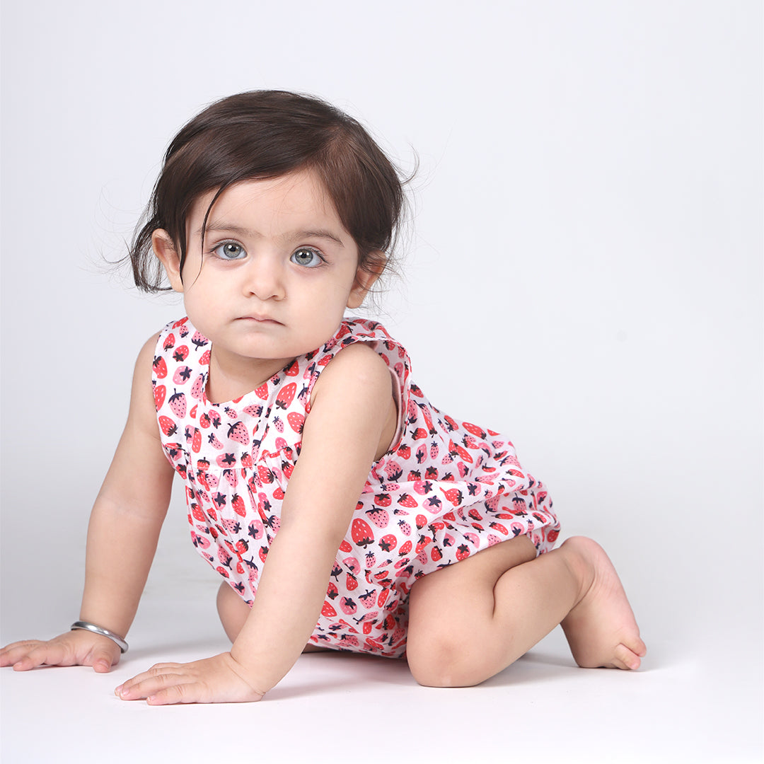 Balloon Sunsuit in Strawberry