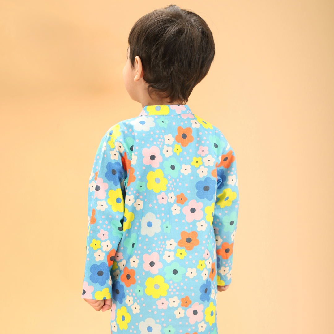 Bright Floral Cotton Kurta Set