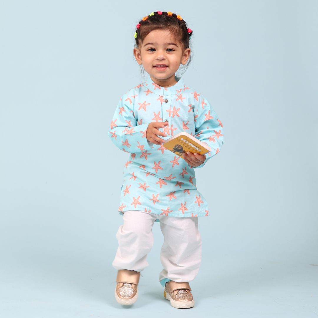 Coral Starfish Cotton Kurta Set